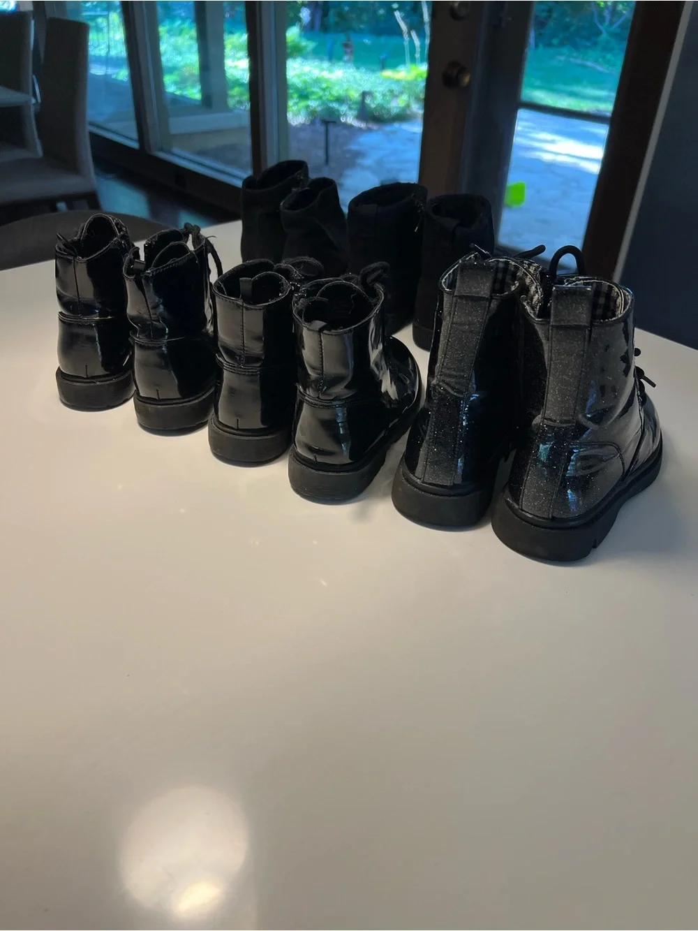 Cat & Jack Girls Black Glitter Lace-Up Combat Boots